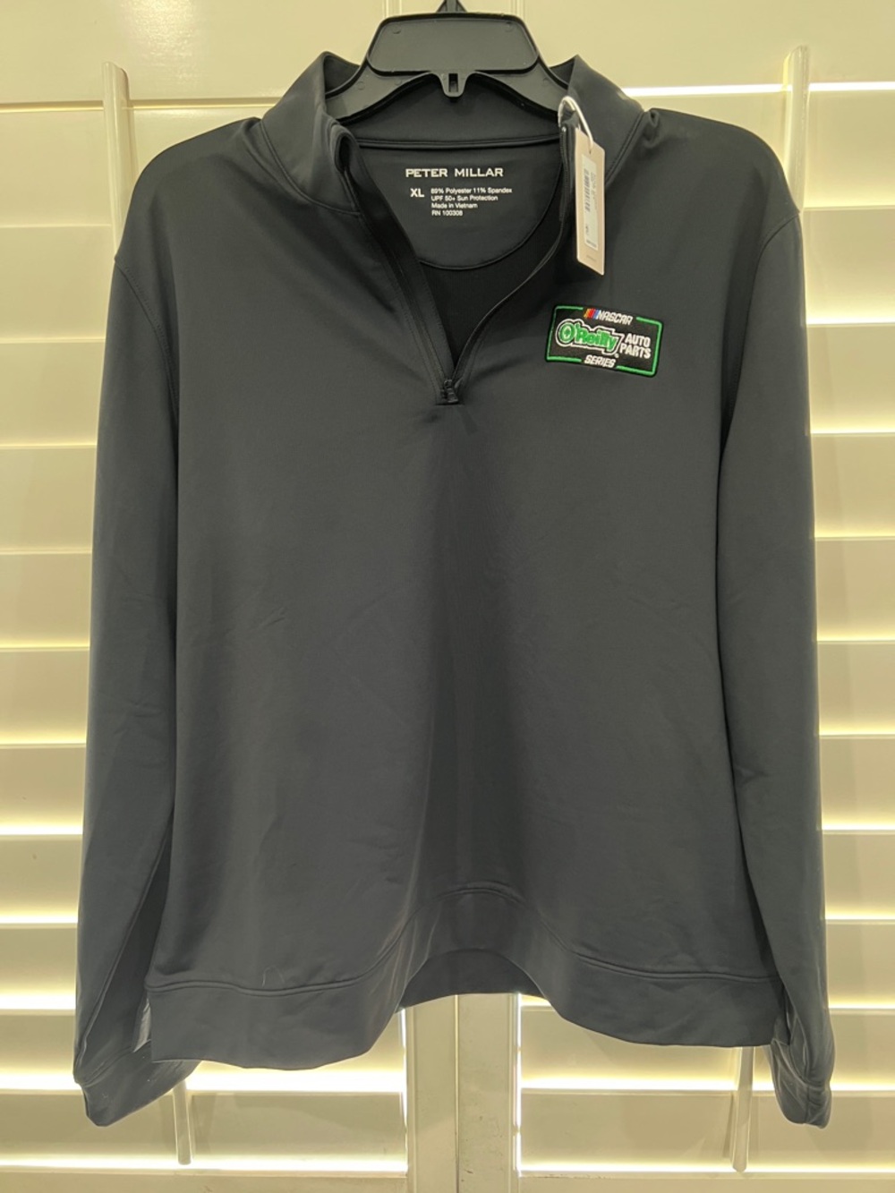 Peter Millar x NASCAR/O’Reilly Black/Dark Charcoal 1/4 Zip Womens Tech Pullover
